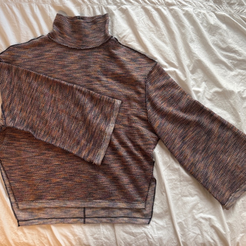 Free People/We The Free Thermal Mock Neck Side Slit Sweatshirt